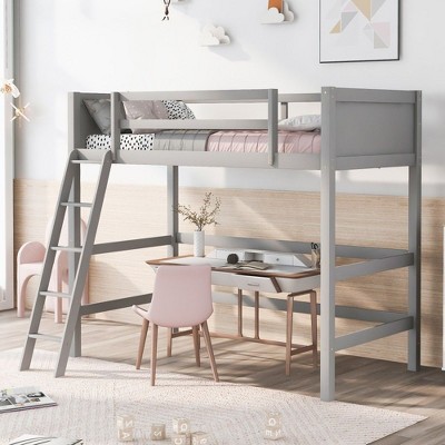 NicBex Twin Size Loft Bed with Ladder,Loft Bed Frame with Guardrails,Bed Frame for Kids,Box Spring Not Required