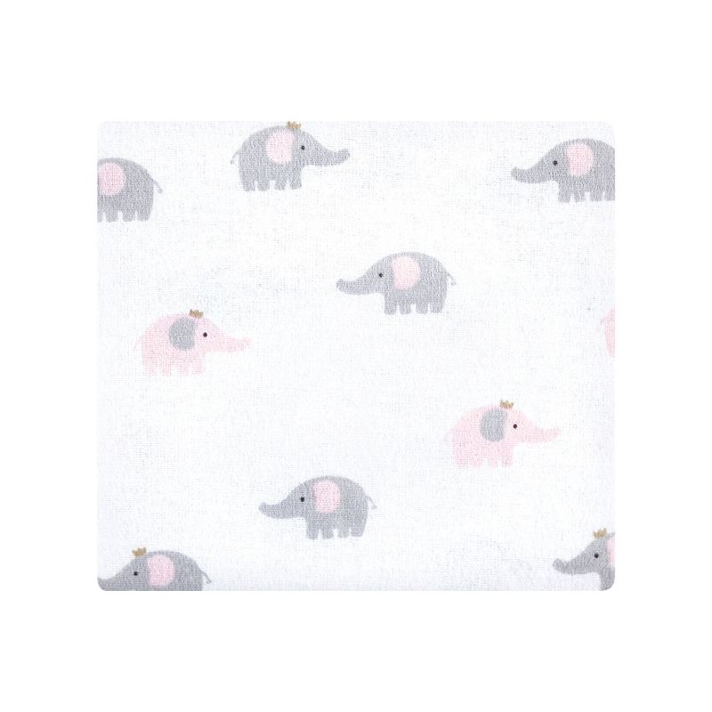 Hudson Baby Infant Girl Cotton Flannel Receiving Blankets, Pink Gray Elephant, One Size, 4 of 8