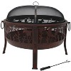 Sunnydaze Outdoor Camping or Backyard Steel Pheasant Hunting Fire Pit with Spark Screen, Cover, Metal Wood Grate, and Log Poker - 30" - 4 of 4