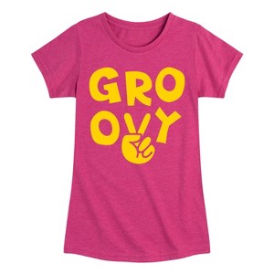 Girls' - Instant Message - Groovy Peace Sign Fitted Short Sleeve Graphic T-Shirt - 1 of 4