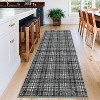 Washable Modern Tartan Plaid for Kitchen & Bedroom, Non Slip, Stain Resistant Throw Rug, 2'x6', Beige - 3 of 4