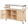 Solid Wood Rolling Kitchen Cart With Stainless Steel Top And Storage Cabinet,Kitchen Island Cart With Spice Rack And Towel Rack -Maison Boucle - 4 of 4
