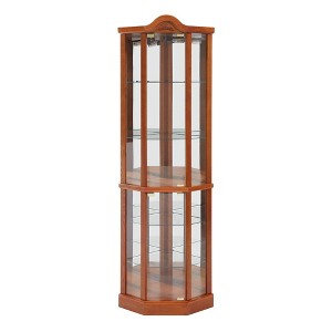 ChicFurnit Decorative Storage Cabinet Elegant Corner Curio Cabinet with Adjustable Shelves for Home or Office, Brown, 44.29"*20.47"*10.24" - 1 of 4