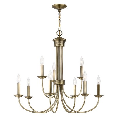 Livex Lighting Estate 9 - Light Chandelier in  Antique Brass