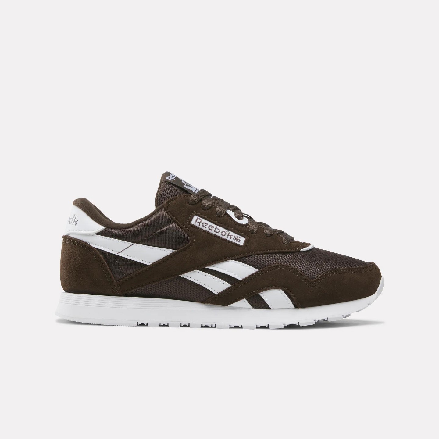 Женские кроссовки Reebok Classic Nylon Shoes Size 9.5 Espresso/Espresso/White, цвет: Белый — фото 1