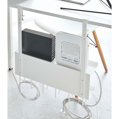 Black Steel Under-Desk Cable and Router Storage Rack