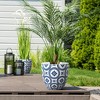 LuxenHome 9.5" Dia Round Tapered Concrete Planter Outdoor Indoor Decorative Plant Pot Blue and White Flower Pattern Garden Pot Planter Multicolored - 2 of 4