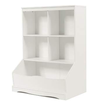 Costway 3-tier Children's Multi-functional Bookcase Toy Storage Bin Floor  Cabinet Grey : Target