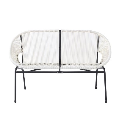 GDFStudio Chardean Outdoor Wicker Wrap Hammock Loveseat with Metal Frame
