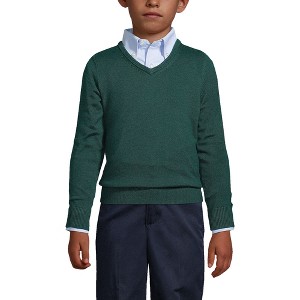 Lands' End School Uniform Kids Cotton Modal Fine Gauge V-neck Sweater - 1 of 3