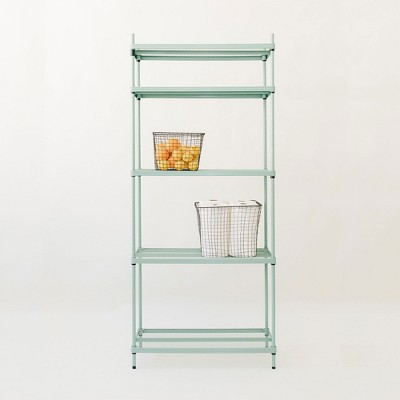 Sage Green Adjustable 5-Tier Metal Wire Shelving Unit