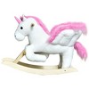 Qaba Kids Rocking Horse, Wooden Plush Ride-On Unicorn Chair Toy with Lullby Song for 18-36 months children - 3 of 4