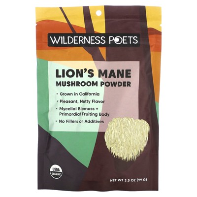 Wilderness Poets Organic Lion's Mane Mushroom Powder, 3.5 oz (99 g)