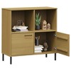 vidaXL Solid Pine Wood Bookcase with Metal Legs - Rustic Brown Freestanding Bookshelf with Ample Storage - 3 of 4