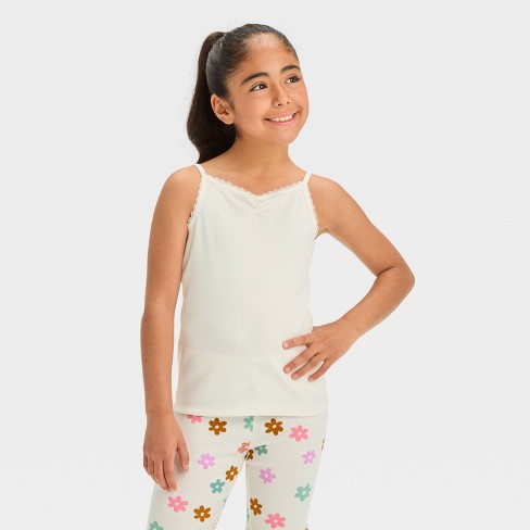 White tank top with lace trim hotsell