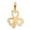 Black Bow Jewelry 14k Yellow Gold Open Heart Leaf Clover Pendant, 10mm (3/8 inch) - 3 of 4