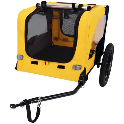 VisioGear Outdoor Foldable Pet Stroller, Dog Stroller with Mesh Screen Layer for Elder Pets, Yellow & Black, 42.52"*31.5"*27.5"