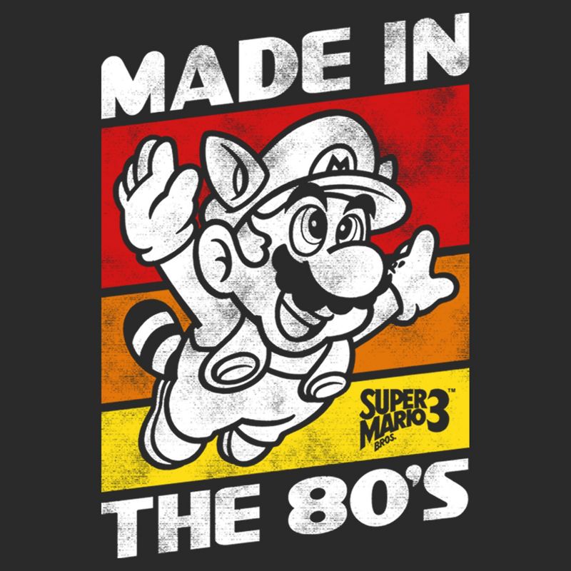Men's Nintendo Raccoon Mario Made in the 80's  T-Shirt - Black - 1X Big Tall, 2 of 3