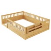 Zeus & Ruta Natural Wood Floor Bed Frame with High Rails, Built-In Light & Storage Shelf for Kids - 2 of 4