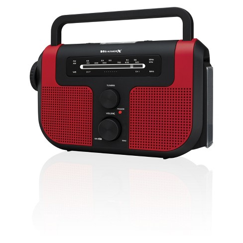 WeatherX WB/AM/FM Solar Charge Radio - Red (WR383R) : Target