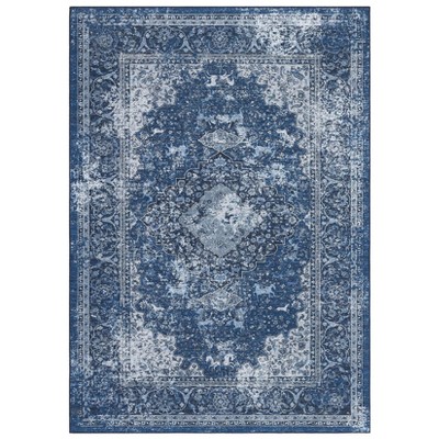Washable Vintage Printed Rug Non Slip Low Pile Rug Soft Throw Floor Cover Foldable Indoor Carpet for Living Room Bedroom Playroom Nursery