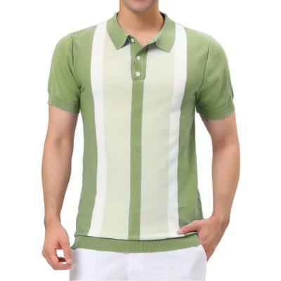 Lars Amadeus Men's Irregular Color Block Patchwork Knitted Short Sleeves Polo Shirts