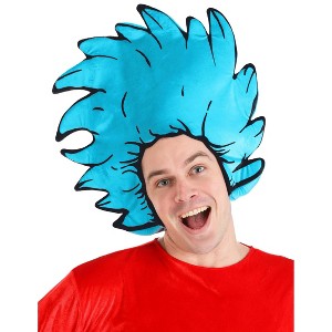 HalloweenCostumes.com One Size Fits Most   Adult Dr. Seuss Thing 1& 2 Foam Halloween Costume Wig Accessory, Blue - 1 of 4