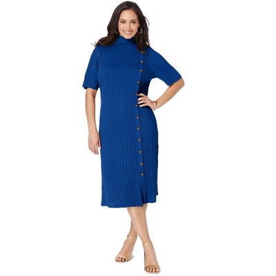 Jessica London Women's Plus Size Button Front Sweater Dress