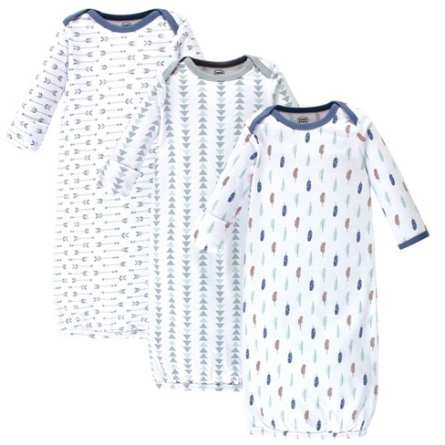 Luvable Friends Baby Boy Cotton Long-Sleeve Gowns 3pk, Boy Feathers, 0-6 Months - image 1 of 4