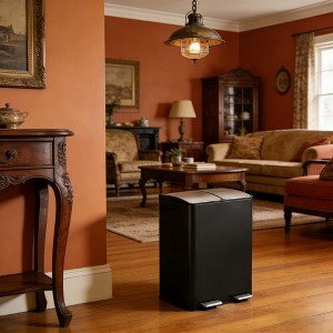 Stainless Steel Trash Can with 2x8 gal,Double Garbage Can and Removable Inner Buckets & 2 Lids for Kitchen Living Room - 1 of 4