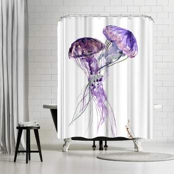Americanflat 71" x 74" Shower Curtain, Purple Jellyfish Seaworld 2 by Suren Nersisyan
