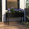 vidaXL Solid Wood Garden Planter - Elevated Wooden Planter Box for Outdoor Use, Weather-Resistant, Rectangular Design, Black, 43.3"x12.2"x27.6" - 2 of 4