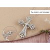 Anna-Kaci Silvery Tone Religious Cross Brooch Sparkling Aquamarine Blue or Victorian Clear Crystal Rhinestones - 3 of 4