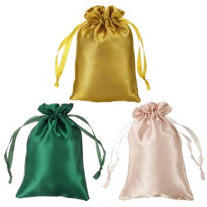Unique Bargains Mini Smooth Soft Wedding Christmas Satin Bags with Drawstring 3 Pcs - 1 of 4