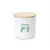 Neutral Stoneware Canister Set Wood Lids with Sentiment Designs 4.75", 2 Piece by Melrose - 4 of 4