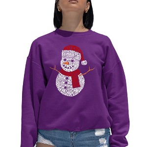 LA Pop Art Christmas Snowman - Women's Word Art Crewneck Sweatshirt - 1 of 4