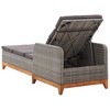 vidaXL Sun Lounger Poly Rattan and Solid Acacia Wood Gray - 3 of 4