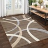 Indoor Modern Stripe Abstract Area Rugs for Living Room Bedroom Ultra Soft Washable Low Pile Non Slip Carpet Thin Floor Mat 5'x7'Brown - 3 of 4