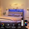 Karl Home Twin Full Queen King Size Headboard, Adjustable Upholstered Headboard with 3 Tier Shelves and Pegboard with Charging Stations and LED Lights - 3 of 4