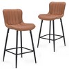 Sapphtopaz Modern Bar Stools Set of 2 with PU Tufted Backrest Upholstered Dining Chairs with Metal Legs & Footrest Barstools for Kitchen Island - 3 of 4