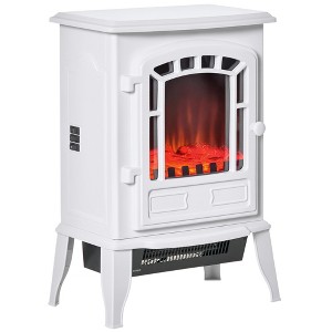HOMCOM Free standing Electric Fireplace Stove, Fireplace Heater with Realistic Flame Effect, Overheat Safety Protection, 750W / 1500W - 1 of 4