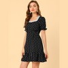 Allegra K Women's Summer Sweetheart Neck Ruffled Hem Puff Short Sleeve Polka Dots Dress - 3 of 4