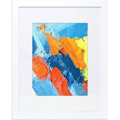 Kiera Grace 16"x20" Langford Wood Frame White: Modern Rectangle Wall Decor, 11x14 Matted Photo Display