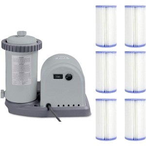 Intex 1500 GPH Krystal Clear Filter Pump with 6 Replacement Type A Pool Filters - 1 of 3
