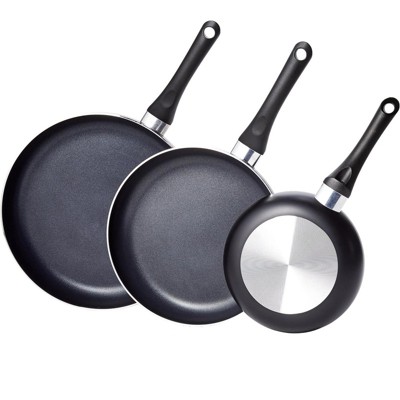 BRINJOY 3-piece non-stick kitchen cookware set, non-induction, including pots, pans, and black