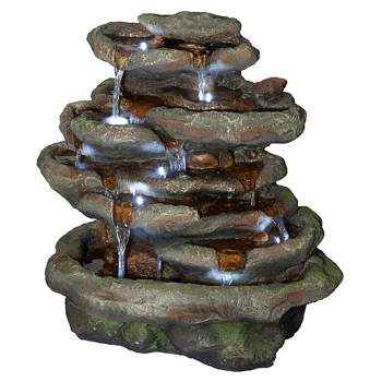 Design Toscano Ribbon Ridge Cascading Waterfall Illuminated Garden Fountain