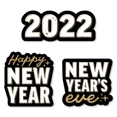 Big Dot of Happiness Hello New Year - DIY Shaped 2022 NYE Party Cut-Outs - 24 Count