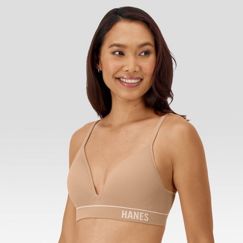 Hanes Originals Women's Ribbed Seamless Contour Bra MHB004 - Beige XXL