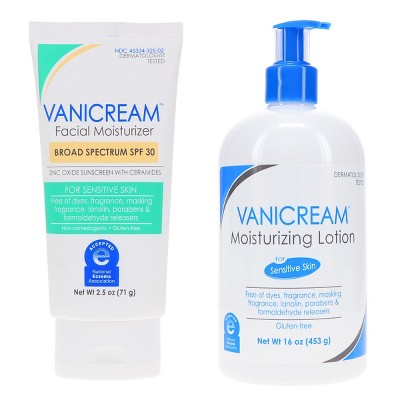 Vanicream Lite Lotion 16 oz & Daily Facial Moisturizer Broad Spectrum SPF 30 2.5 oz Combo Pack