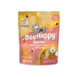 Shameless Pets Bee Happy Honey Flavor Crunchy Baked Dog Treats - 6oz - 1 of 3